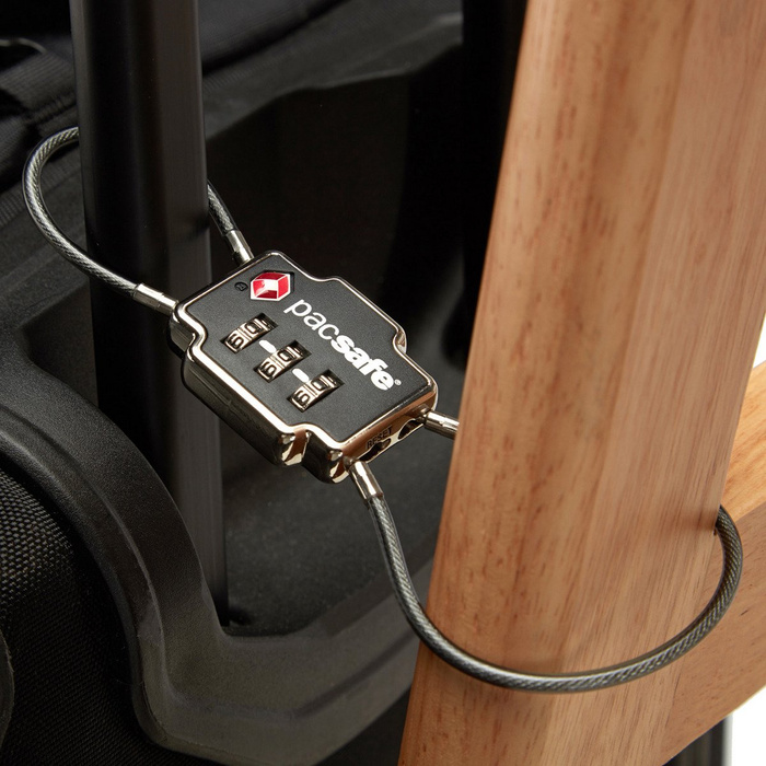Kłódka TSA Pacsafe  Accepted Double Cable Lock 3-cyfrowy Black, zdjęcie 2