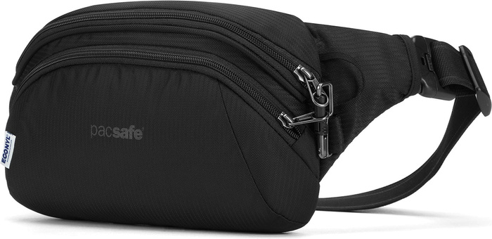 Saszetka biodrowa antykradzieżowa męska Pacsafe MetroSafe LS120 2L Econyl Black